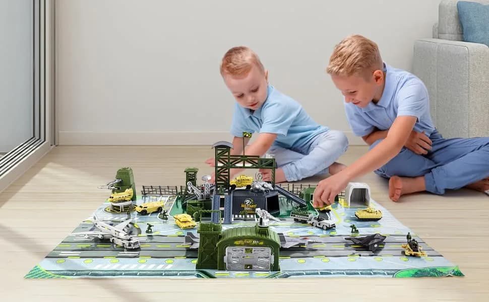 deAO Army Men Playset Military Base with Vehicles Toy & Map for Boys 3-5 | 38 Pieces thumbnail 8