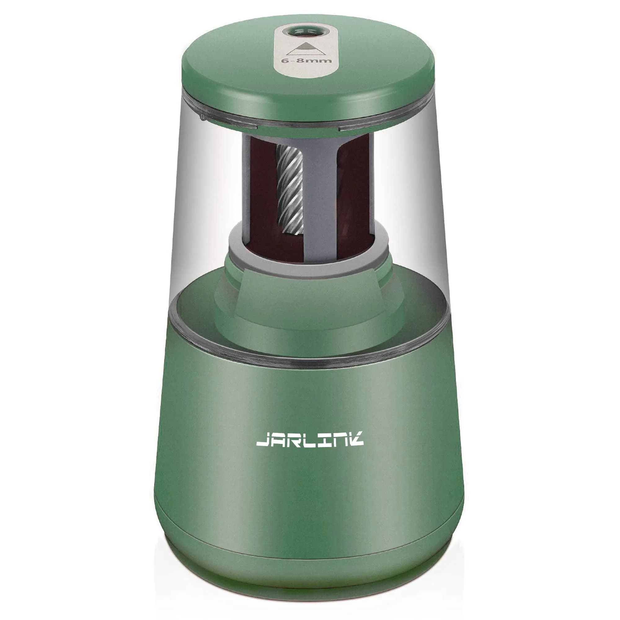 JARLINK Electric Pencil Sharpener Green, 8mm (0.31 inch) | Auto Stop & Heavy Duty Helical Blade