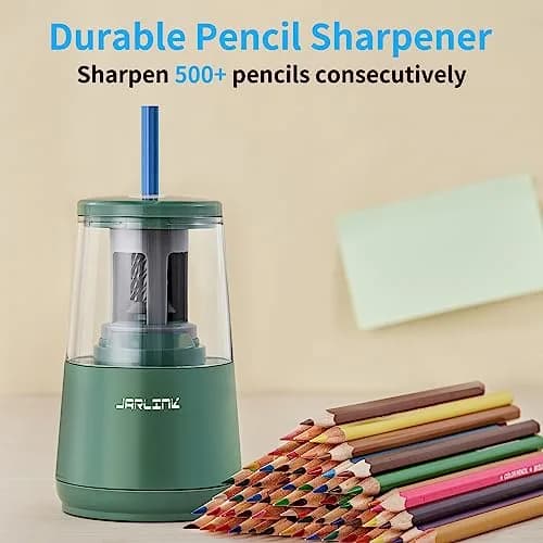 JARLINK Electric Pencil Sharpener Green, 8mm (0.31 inch) | Auto Stop & Heavy Duty Helical Blade thumbnail 6