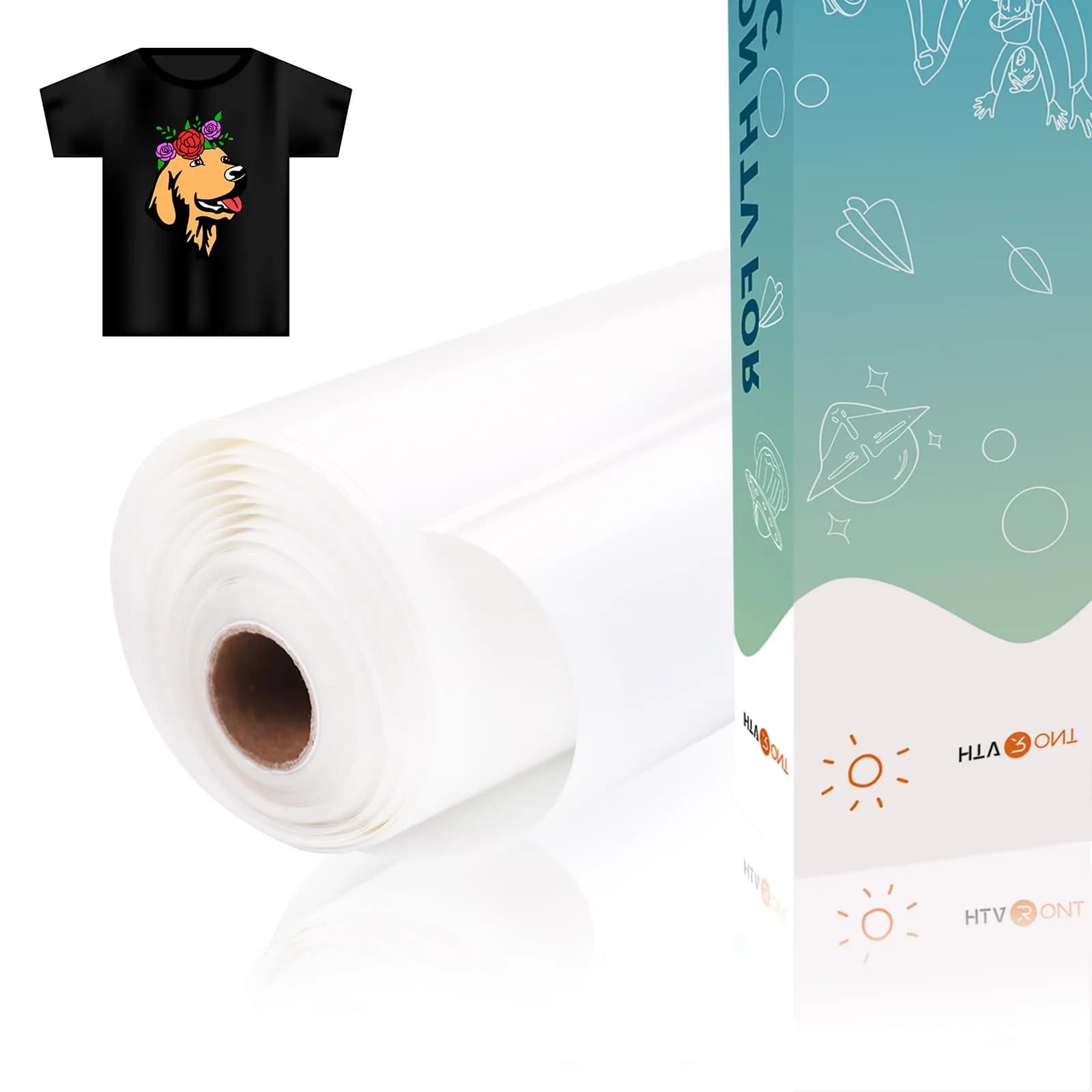 HTVRONT Sublimation HTV for Dark/Light Fabric - Glossy, 30.48cm x 609.6cm (12" X 20 FT) | Vibrant Colors on Cotton — 20ft, Matte