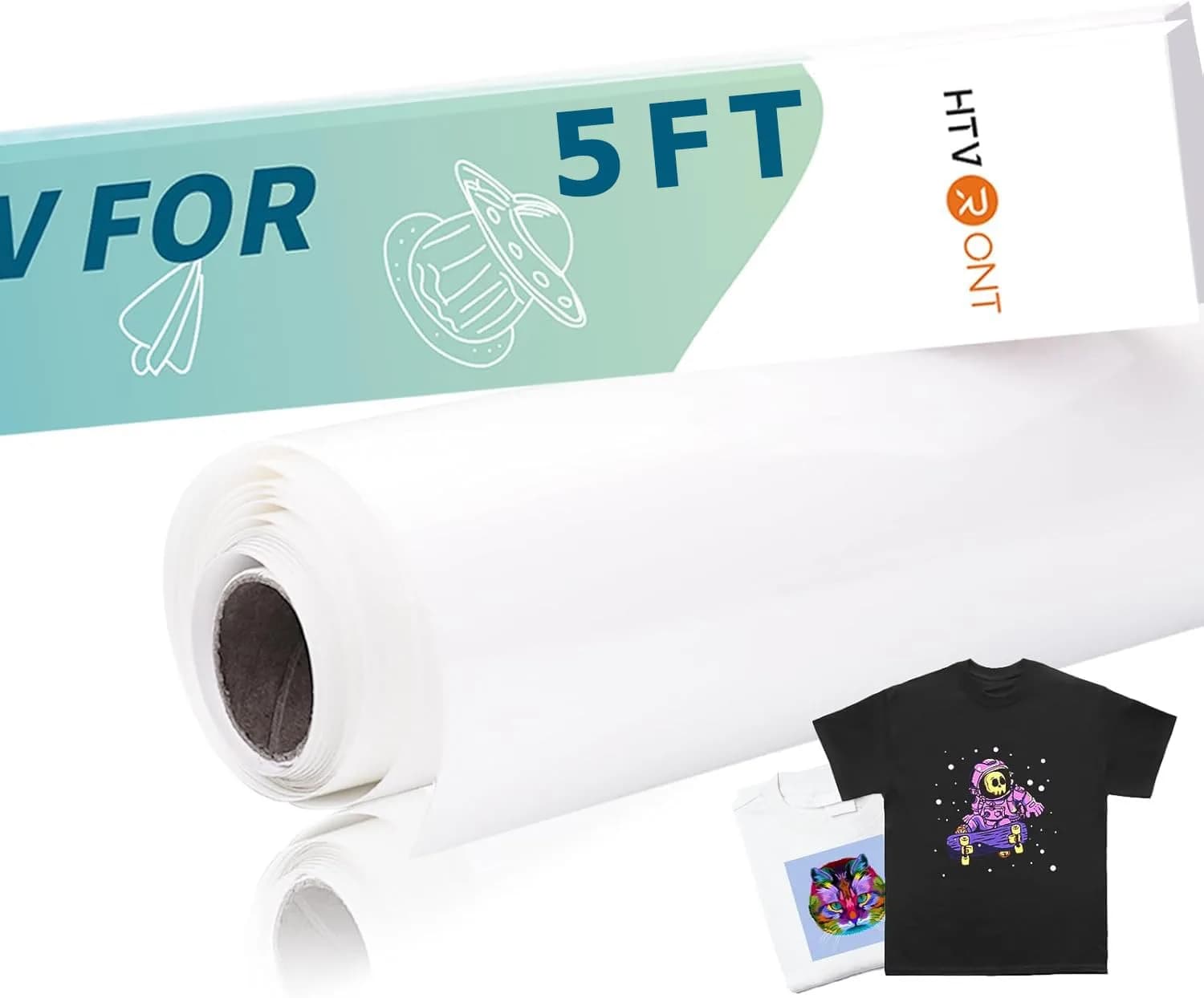 HTVRONT Sublimation HTV for Dark/Light Fabric - Glossy, 30.48cm x 609.6cm (12" X 20 FT) | Vibrant Colors on Cotton — 5ft, Matte