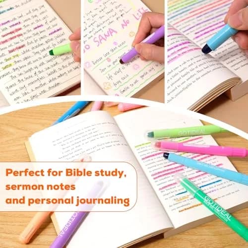 GOTIDEAL Bible Highlighters 12 Pack Assorted Gel Pens for Bible Study, No Bleed, Vibrant Colors, Durable, 1 Count (Pack of 12) | Perfect for Sermon Notes thumbnail 6