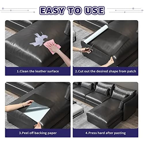 Besezx Leather Repair Patch Tape Kit White-Litchi Grain 76cm x 41cm (30in x 16in) | Self-Adhesive, Waterproof, Wear-Resistant thumbnail 5