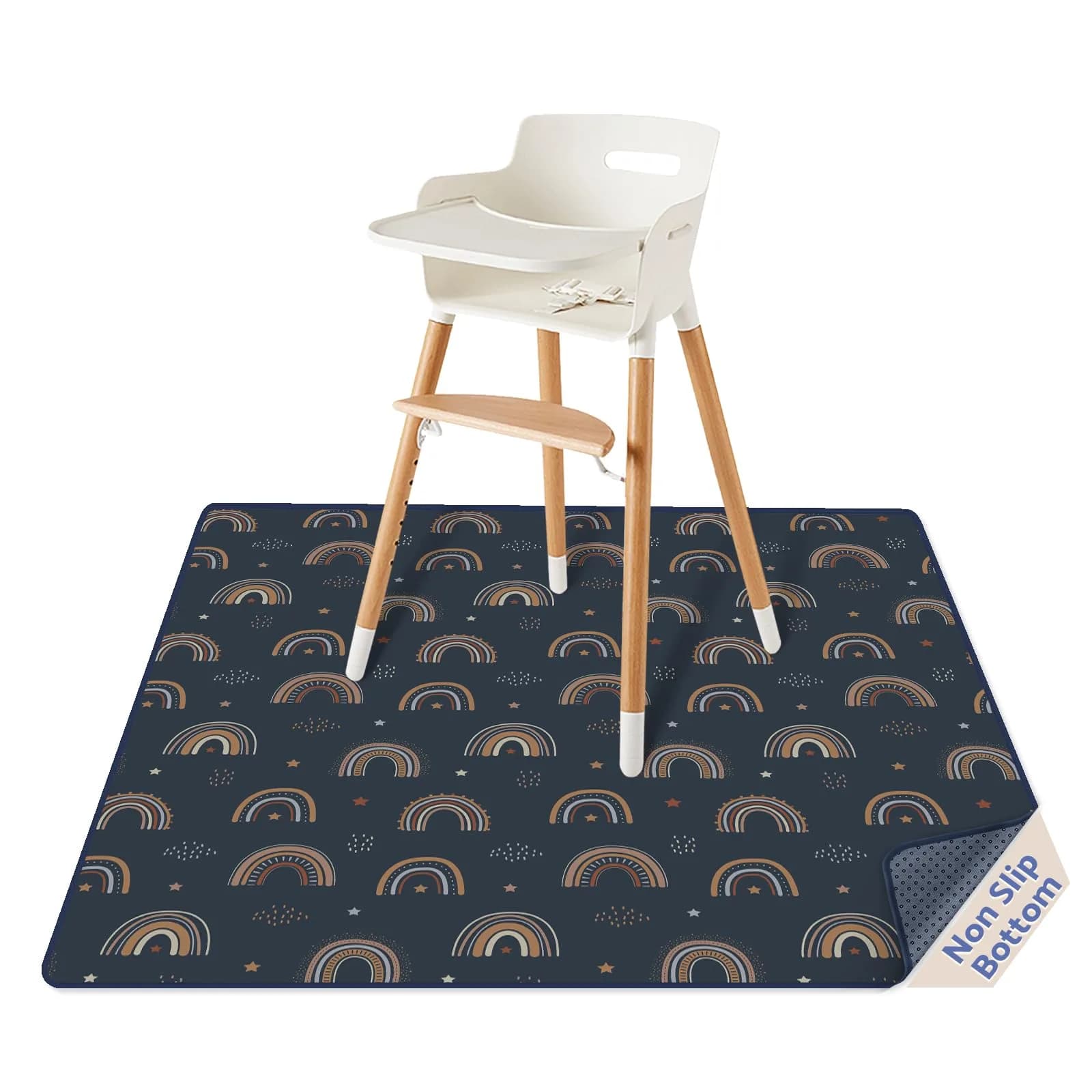 Blissful Diary Baby Splat Mat 128cm x 128cm (50.4 x 50.4 Inch) | Wipeable Waterproof Floor Protector for High Chairs & Playtime
