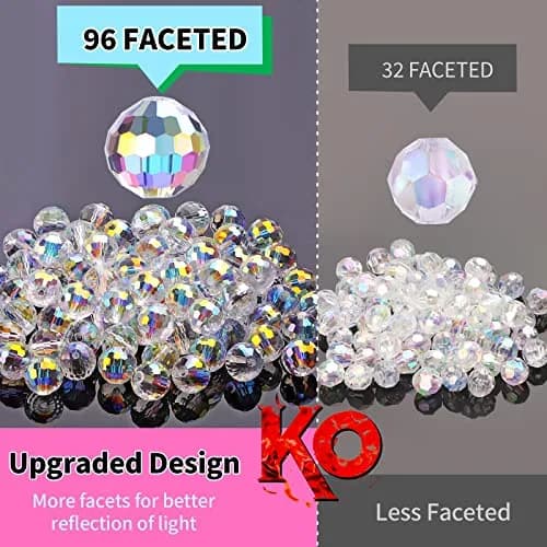 Reastar Crystal Glass Beads 10mm (0.39 inch) AB - 80 Pcs | Sparkly Faceted Beads for Jewelry Making thumbnail 4