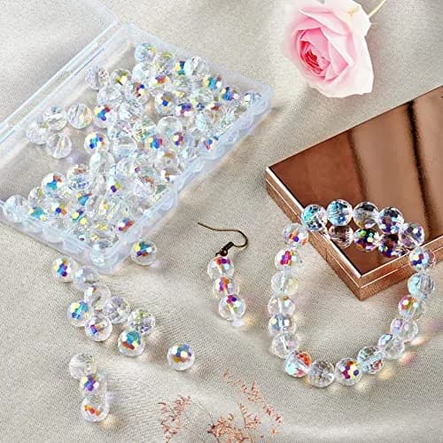 Reastar Crystal Glass Beads 10mm (0.39 inch) AB - 80 Pcs | Sparkly Faceted Beads for Jewelry Making thumbnail 6