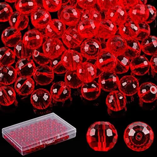Reastar 80 Pcs Crystal Glass Beads 10 mm Red | Faceted Sparkly Beads for Jewelry Making thumbnail 1