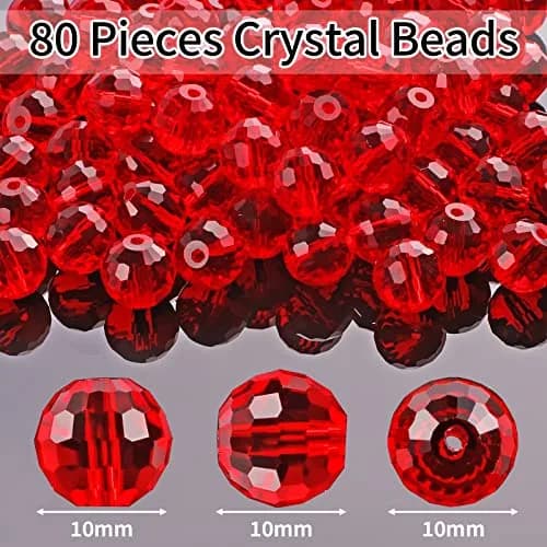 Reastar 80 Pcs Crystal Glass Beads 10 mm Red | Faceted Sparkly Beads for Jewelry Making thumbnail 2