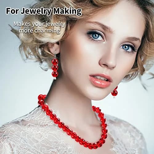 Reastar 80 Pcs Crystal Glass Beads 10 mm Red | Faceted Sparkly Beads for Jewelry Making thumbnail 3