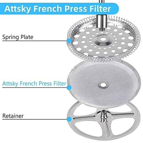 Attsky French Press Filter Replacement, 4 Pack, 4 Inch Stainless Steel Mesh | High Filtration & Reusable thumbnail 4