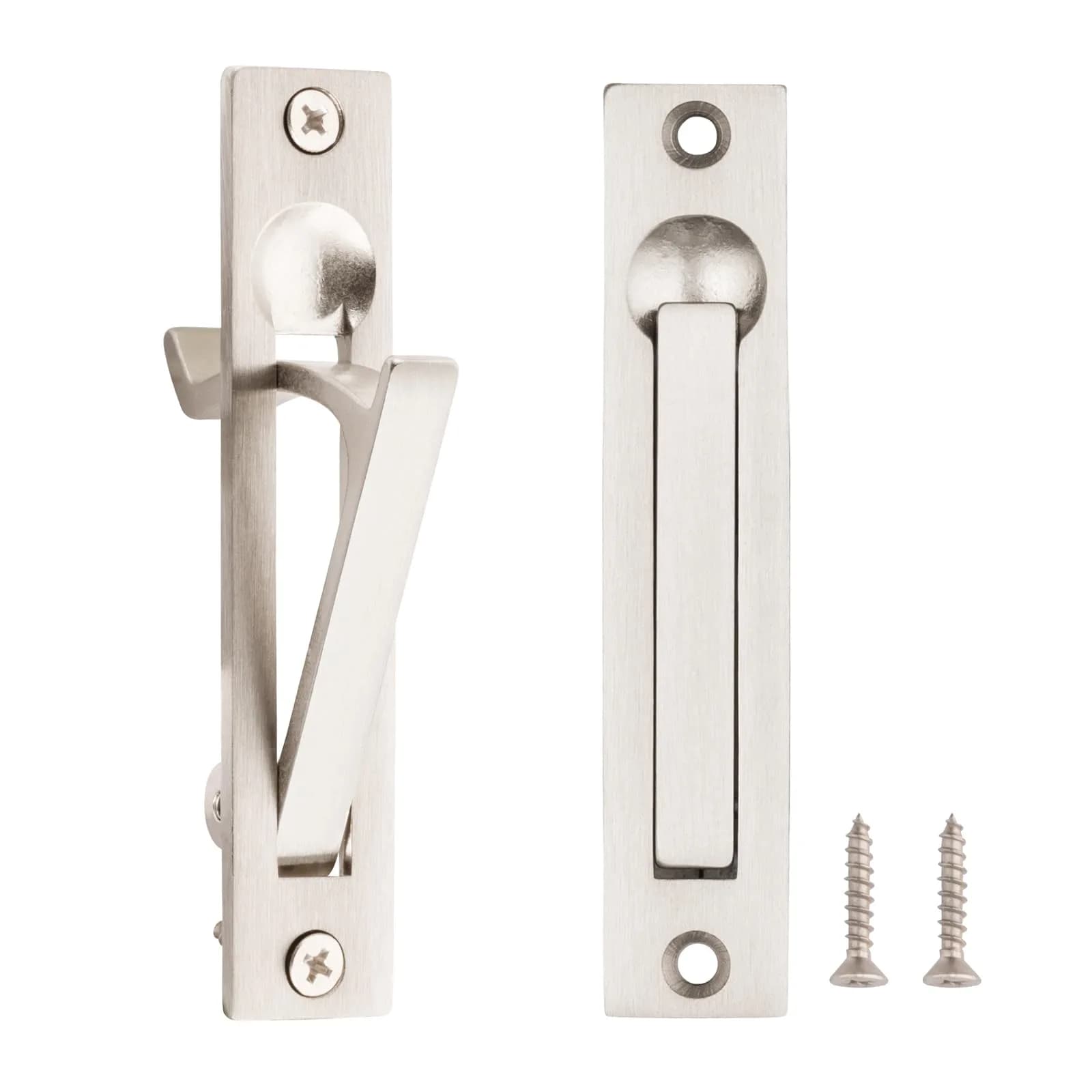Dontay 4" Stainless Steel Pocket Door Edge Pull | Flush Mount Sliding Door Handle (Satin Nickel) — Satin Nickel