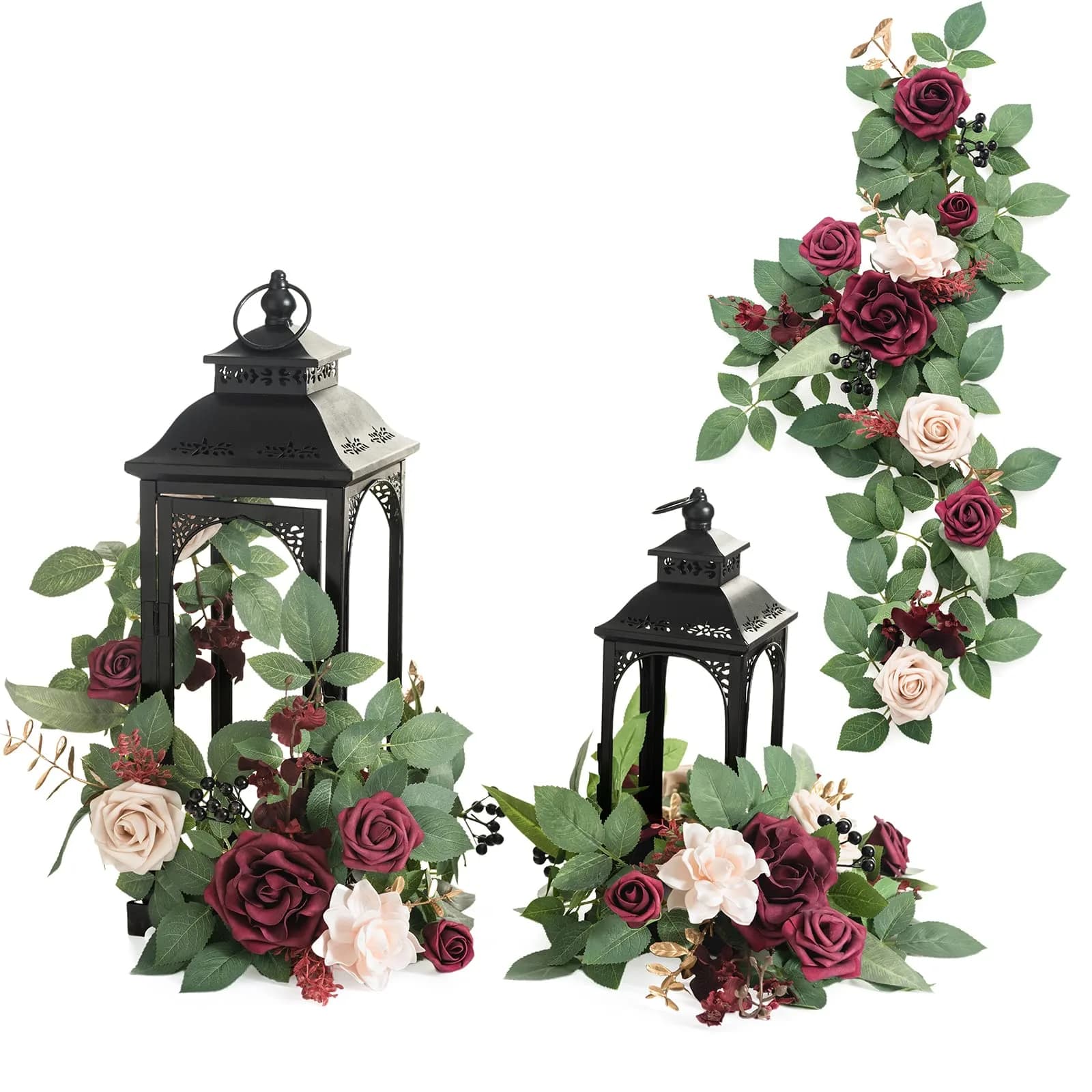 Ling's moment 6-Pack 2 ft Artificial Flower Garlands, Dutch Blue & White | Elegant Wedding Decor — Red-marsala & Blush