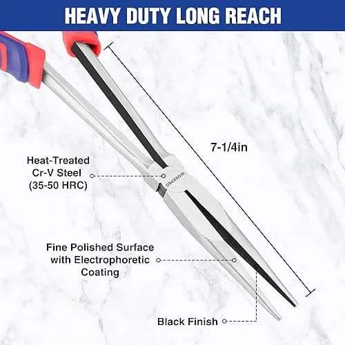 WORKPRO Premium 11” Extra Long Needle Nose Pliers | Heavy-Duty CRV Steel, Soft Grip for Precision Reach thumbnail 3