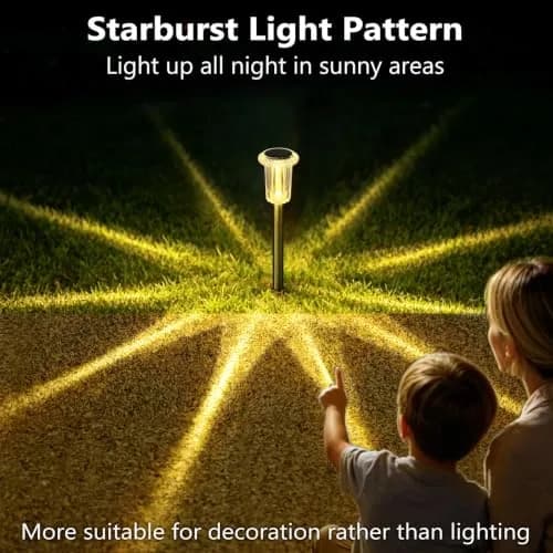 DenicMic 10 Pack Solar Pathway Lights Waterproof Warm White LED | Outdoor Garden Decor thumbnail 6