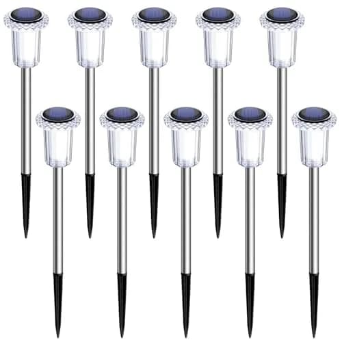 DenicMic 10 Pack Solar Pathway Lights Waterproof Warm White LED | Outdoor Garden Decor thumbnail 8