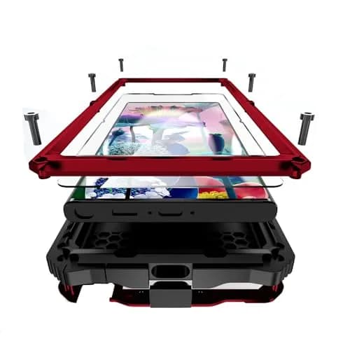 Lunivop Heavy Duty Metal Case for Samsung Galaxy S23 Ultra | Military Grade Protection with Kickstand & Screen Protector (Red) thumbnail 1
