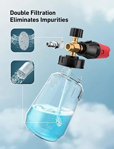AstroAI Foam Cannon for Pressure Washer with 1/4" Quick Connect, 1L Bottle & 5 Nozzles | Heavy Duty Foam Sprayer Attachments thumbnail 2