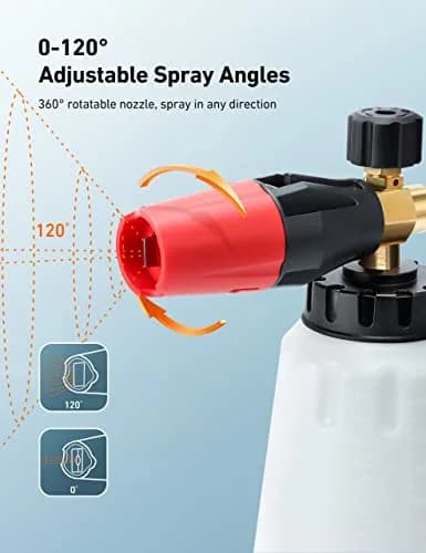 AstroAI Foam Cannon for Pressure Washer with 1/4" Quick Connect, 1L Bottle & 5 Nozzles | Heavy Duty Foam Sprayer Attachments thumbnail 3
