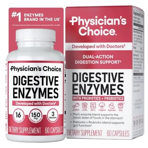 Physician's CHOICE Digestive Enzymes 60 Count | 16-Enzyme Formula with Organic Prebiotics & Probiotics for Gut Health thumbnail 1