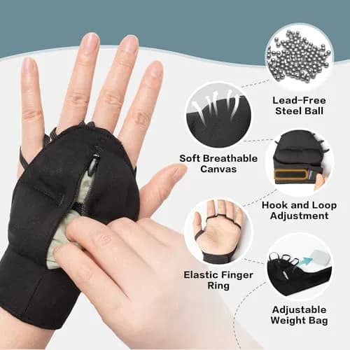 Bottle Pouch Weighted Gloves for Tremors - Large Black Right Hand | Stability Aid for Parkinson's Hand Tremors, Enhanced Grip & Writing Support thumbnail 4