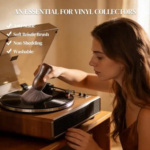 XQ XIAO QIAO Vinyl Record Cleaning Brush - Anti Static Dust Wooden Vinyl Cleaner Brush for Record Player Accessories thumbnail 4