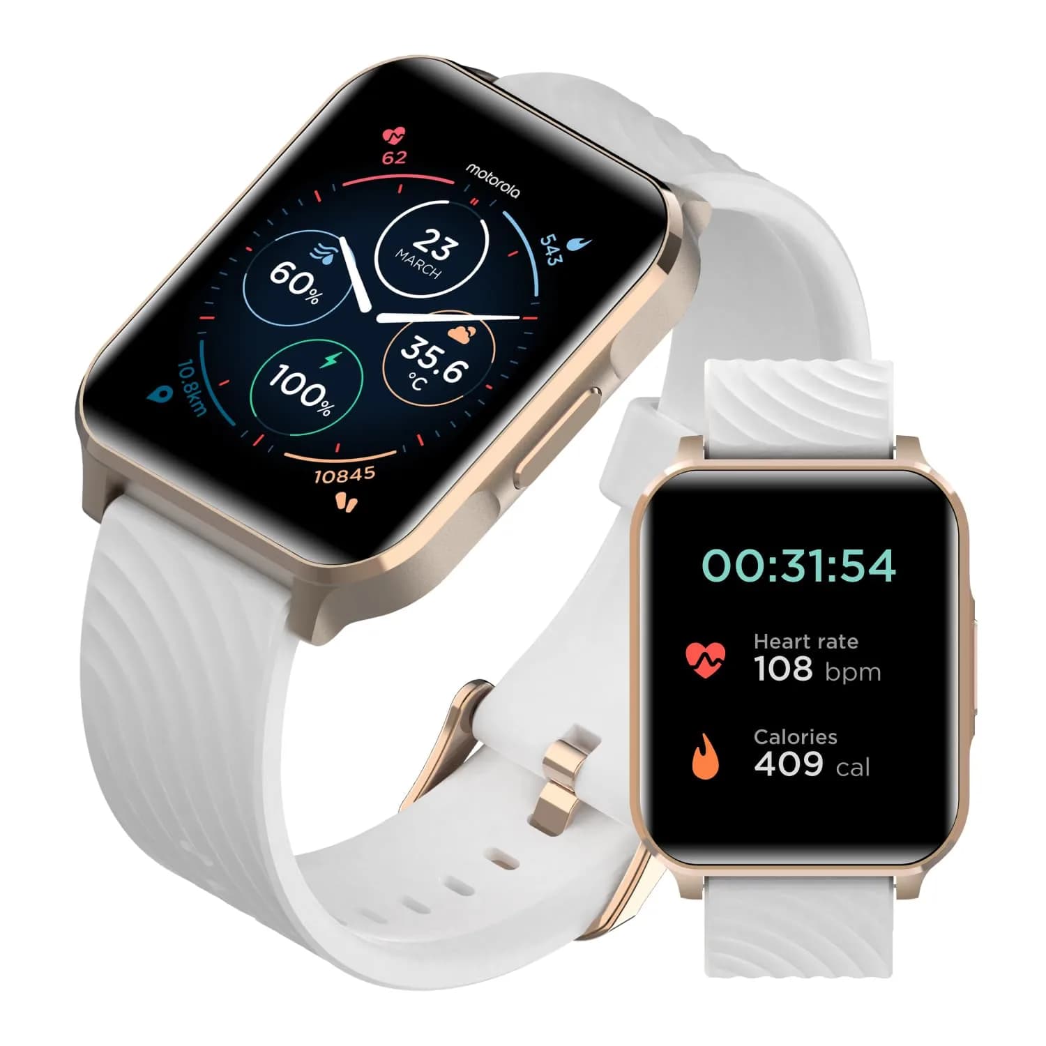 Motorola Moto Watch 70 - Health & Fitness Bluetooth Smartwatch 1.69" LCD Rose Gold | Advanced Health Features — Phantom Black