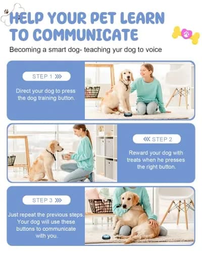 Acools Dog Buttons for Communication, 8 Pcs Recordable Voice Pet Buzzer Training Buttons Set with Mat | Dog Talking Buttons thumbnail 7