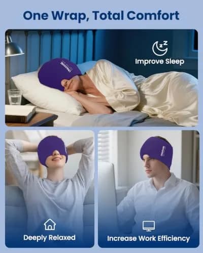 ONLYCARE Migraine Relief Cap 2 Pack | Odorless Gel Headache Relief Head Wrap thumbnail 8
