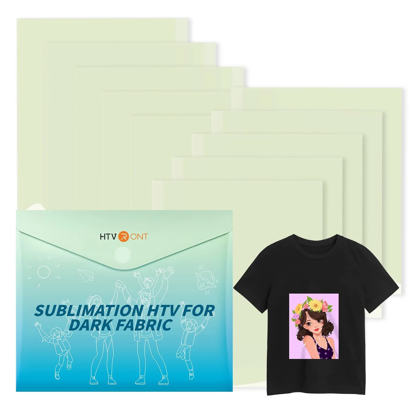 HTVRONT Sublimation HTV Sheets for Cotton Fabric 30.5x25.4cm (12x10'') 10 Pack | Vivid Colors for Dark & Light Cotton — 12x10in