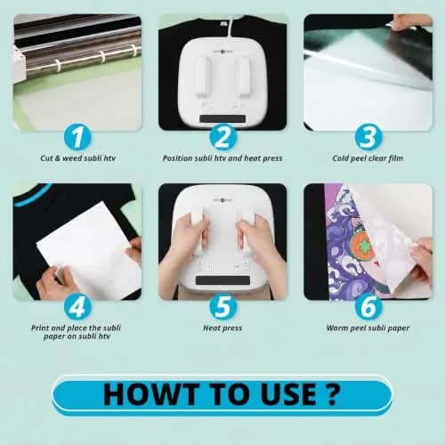 HTVRONT Sublimation HTV Sheets for Cotton Fabric 30.5x25.4 cm (12x10'') Matte 10 Pack | Vivid Colors on Dark & Light Cotton thumbnail 6