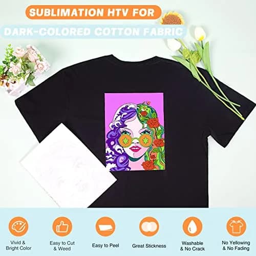 HTVRONT Sublimation HTV Sheets for Cotton Fabric - Matte, 30x25cm (12x10'') 5 Pack | Fade-Resistant for Dark & Light Cotton thumbnail 2