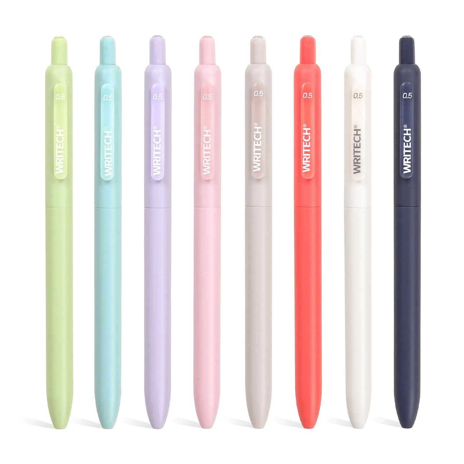 WRITECH Gel Pens Fine Point 0.5mm Black Silent Click Needle Tip 4ct | Smooth Ink Flow — Multicolor