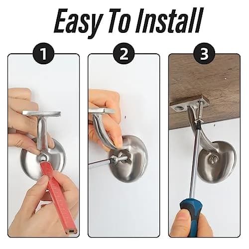 HOME MASTER HARDWARE Hand Rail Brackets for Stairs 6 Pack | Heavy Duty Zinc Alloy Support thumbnail 7