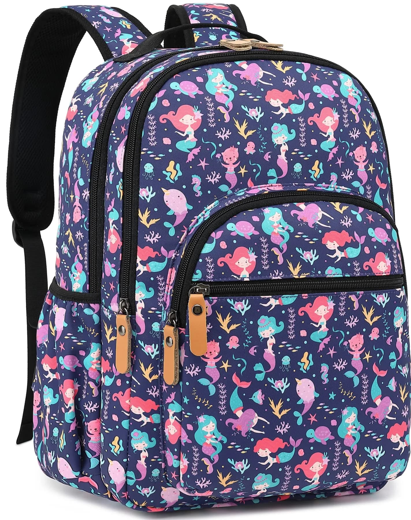 Leaper Floral Backpack Travel Bag Bookbags Women Satchel 35cm (13in) | Water-Resistant Polyester — Purple-mermaid (8005up)
