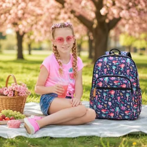 Leaper Comfortable Travel Backpack for Women - 17L (0.65kg) | Vintage Mermaid Print Daypack thumbnail 7