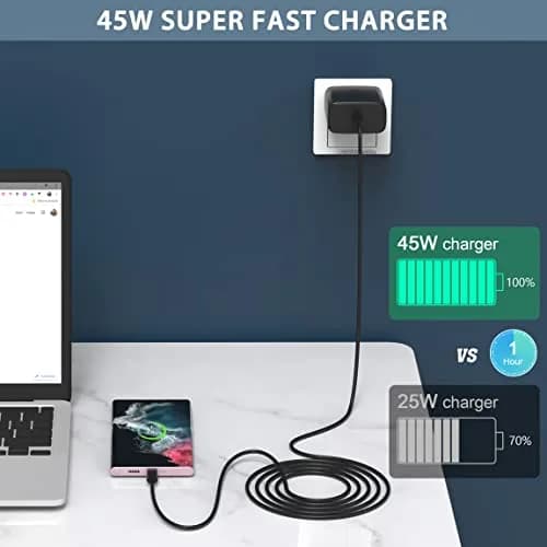 PIOEVTKA 45W USB C Fast Charger with 6ft Cable | Rapid Android & Samsung Power thumbnail 3
