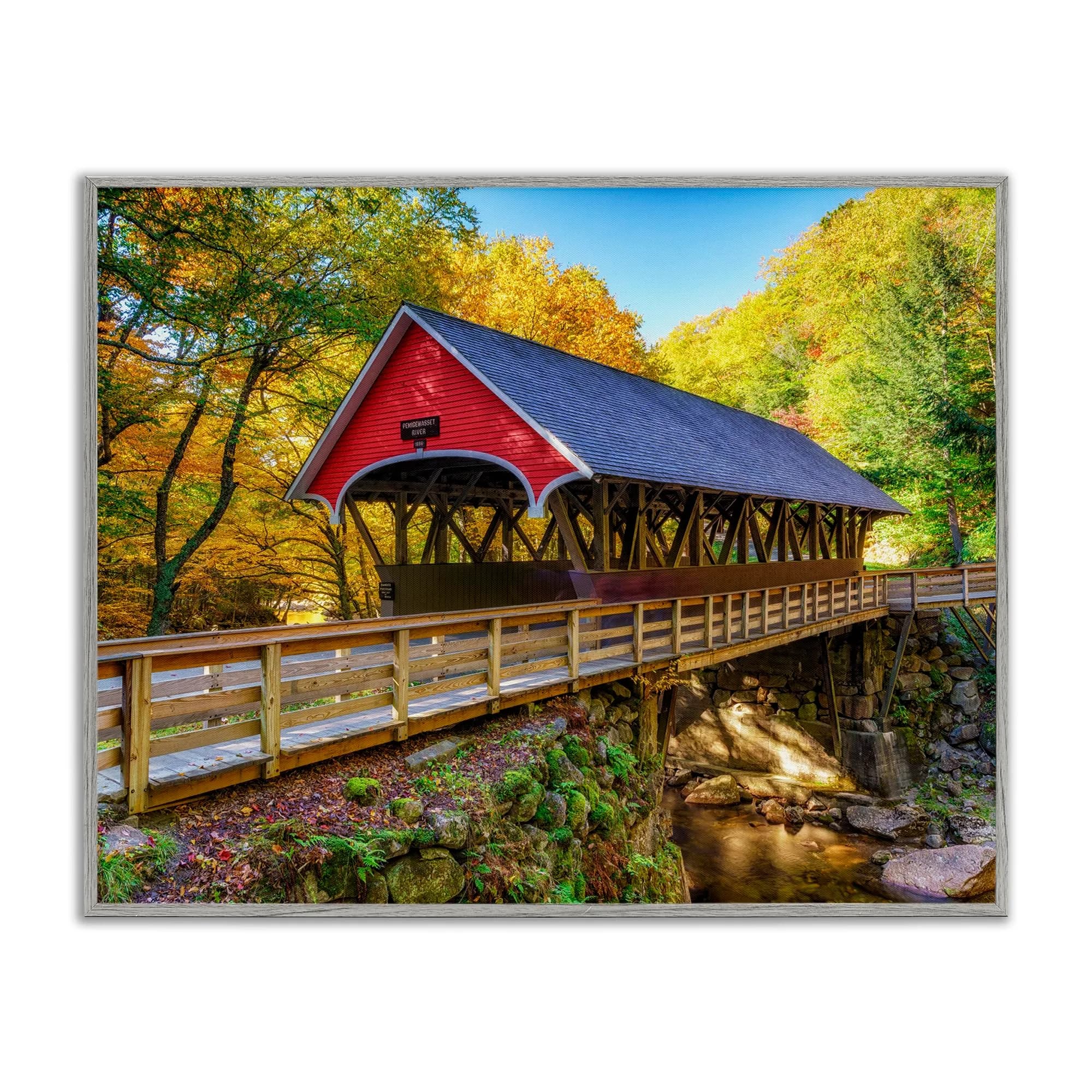 Stupell Industries Red Wall Art 11 x 14 Inch Framed Giclée Print | Rustic Woodland Creek Scene - main product image