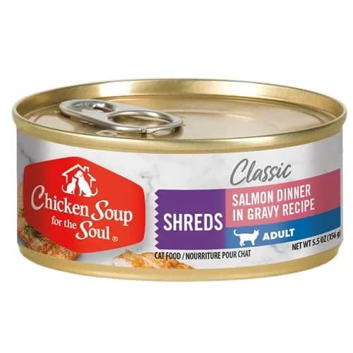 Chicken Soup for the Soul All Natural Premium Adult Wet Cat Food, Salmon Shreds, 5.5oz (Pack of 24) | Real Meat First Ingredient thumbnail 1