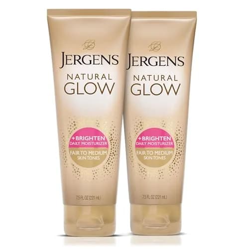 Jergens Natural Glow Self Tanner Body Lotion, Fair to Medium Skin Tone, 7.5 Oz (2x 15 Fl Oz) | Gradual Tan & Daily Moisturizer thumbnail 1