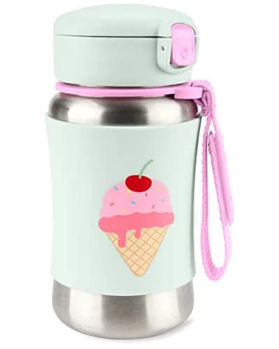 Skip Hop Toddler Sippy Cup with Straw, Sparks Stainless Steel Bottle, Ice Cream | Keeps Drinks Cool & Safe for Little Hands thumbnail 1