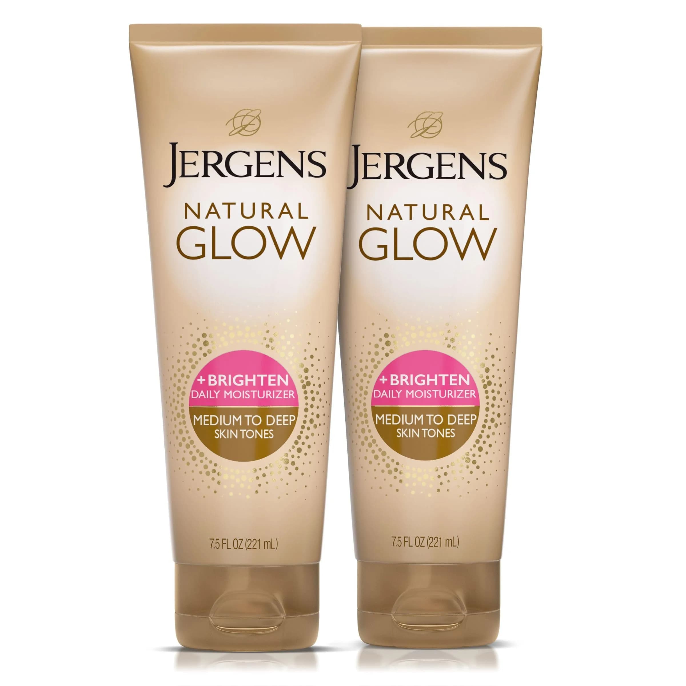 Jergens Natural Glow Self Tanner Body Lotion, Fair to Medium Skin Tone, 7.5 Oz (2x 15 Fl Oz) | Gradual Tan & Daily Moisturizer — Medium to Deep