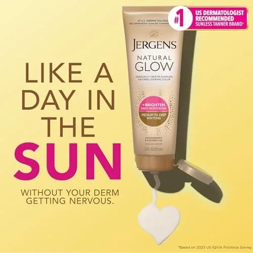 Jergens Natural Glow Self Tanner Body Lotion Medium to Deep Skin Tone 15 Fl Oz (7.5 Fl Oz Pack of 2) | Gradual Color Build thumbnail 2