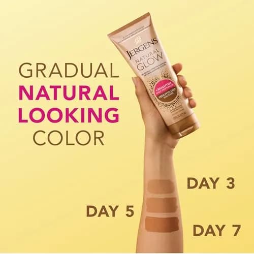 Jergens Natural Glow Self Tanner Body Lotion Medium to Deep Skin Tone 15 Fl Oz (7.5 Fl Oz Pack of 2) | Gradual Color Build thumbnail 3