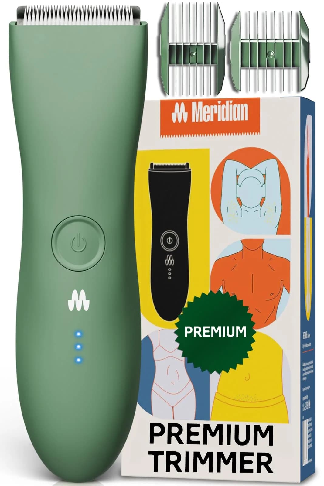 MERIDIAN The Trimmer Premium Body Hair Trimmer for Men & Women Sage | Rechargeable Waterproof Ceramic Blade - main product image