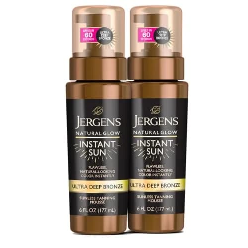 Jergens Natural Glow Instant Sun Body Mousse, Ultra Deep Bronze, 360ml (12 Fl Oz) | Streak-Free Tan thumbnail 1