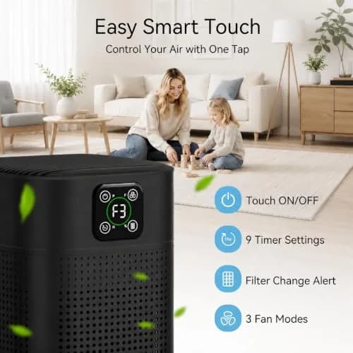 Honeyuan 2 Pack H13 HEPA Air Purifier with 360° Intake, 24dB Sleep Mode, 2190 sq ft Coverage | USA Import thumbnail 3