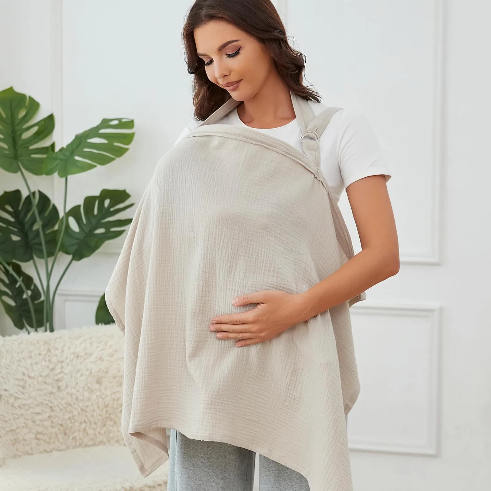 Zdolmy Muslin Nursing Cover for Breastfeeding 100cm x 70cm | Breathable 100% Cotton with Rigid Hoop - main product image