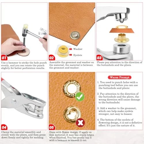 PAXCOO Grommet Tool Kit 1/2 Inch | Light Duty Eyelet Kit for Leather & Crafts thumbnail 4