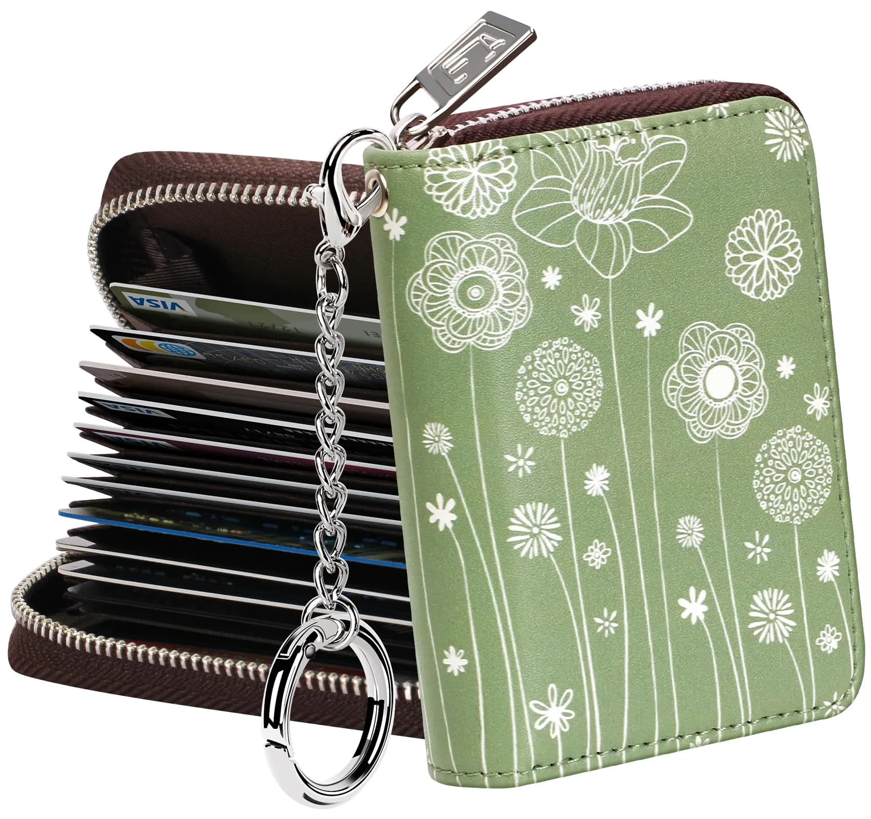 FurArt RFID Blocking Zipper Card Holder Wallet with Keychain Dandelion 11.5cm (4.5in)