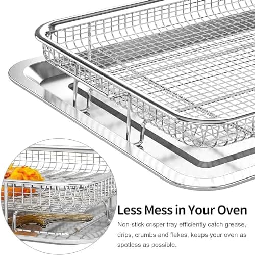 OPENICE Oven Air Fryer Basket and Tray Set 39.9cm x 29.5cm (15.7" x 11.6") | Stainless Steel Non-Stick Crisper Cooker thumbnail 4